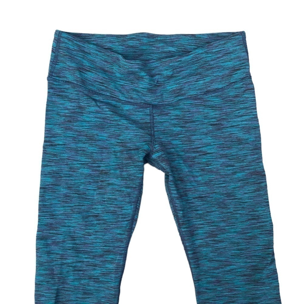 ALO Yoga Womens blue teal green Crop Leggings Airbrush Marble Athletic - Picture 2 of 7